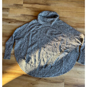 Leo & Nicole Charcoal Cowl Neck Poncho Style Pullover Sweater